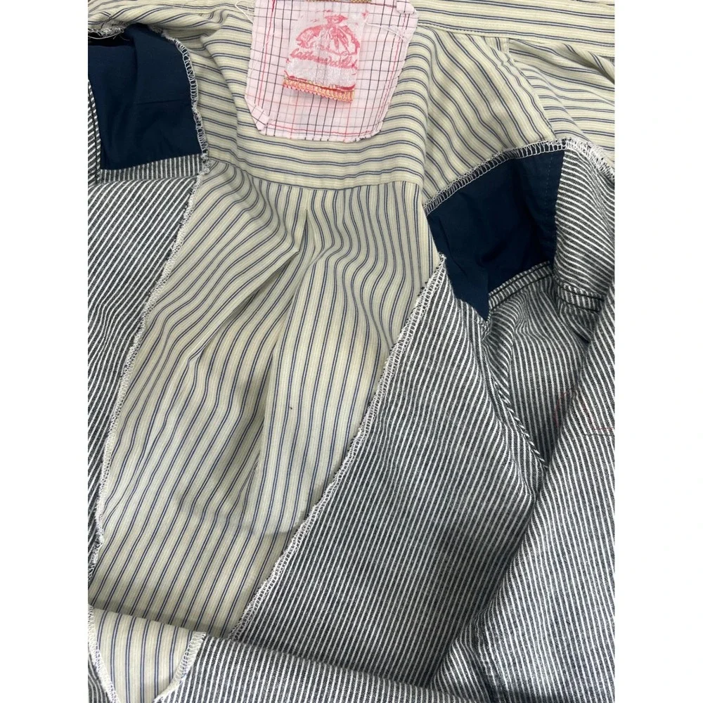 Reworked 100% Cotton Button Up Shirt Unique Lagenlook Pin Stripe Shirt - Picture 6 of 7